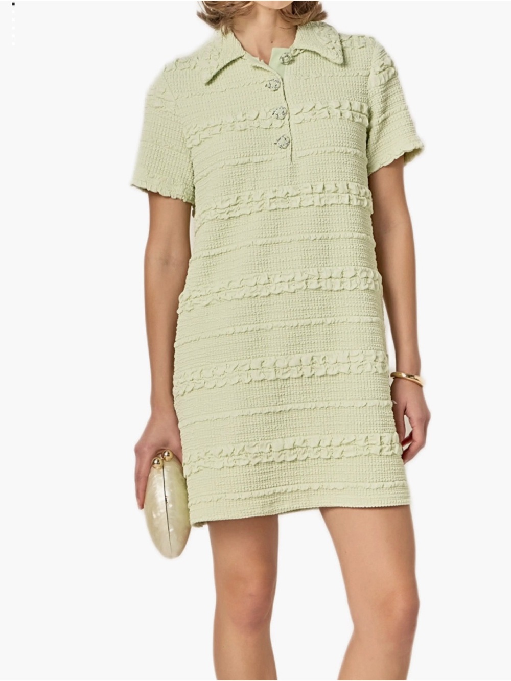 English Factory Embroidered Stretch Polo Minidress - Pistachio - L - NWT